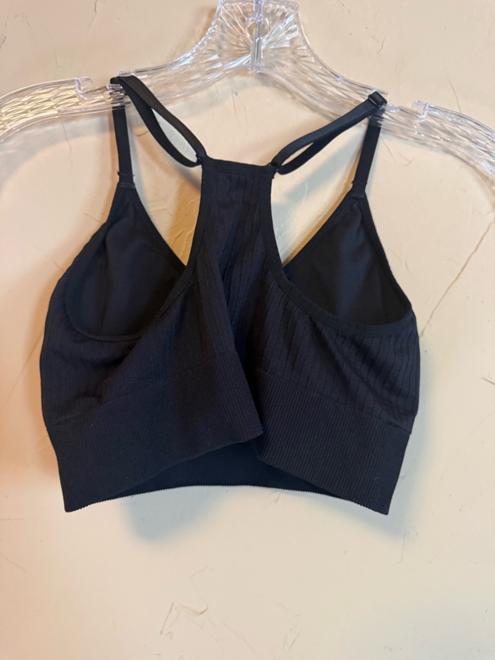 PINK Victoria’s Secret Black Ribbed Seamless Sports Bra Small Yoga Athleisure - Picture 4 of 6